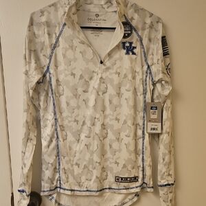 Colosseum Kentucky White and Blue Camo Pullover